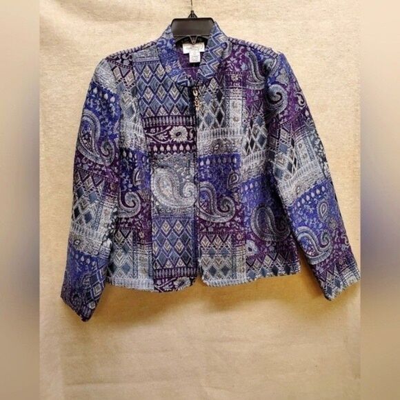 Vintage Molly + Maxx Size Petite Medium Jacket in Paisley Jacquard Design - Picture 1 of 8